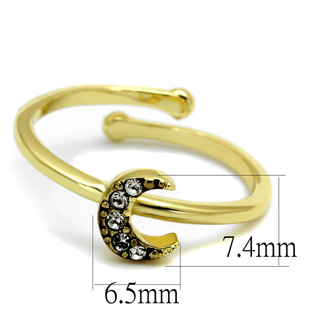 MALO4046 - Flash Gold Brass Ring with Top Grade Crystal  in Clear