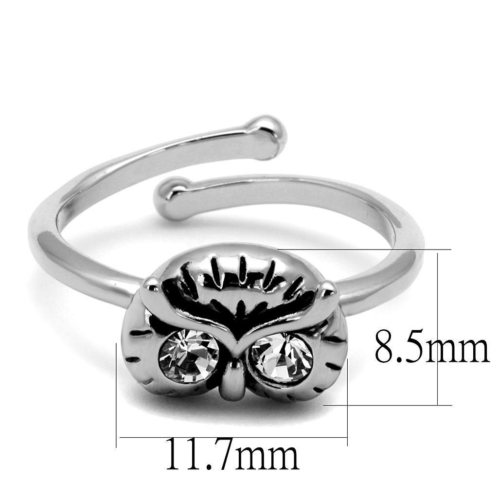 MALO4049 - Rhodium Brass Ring with Top Grade Crystal  in Clear