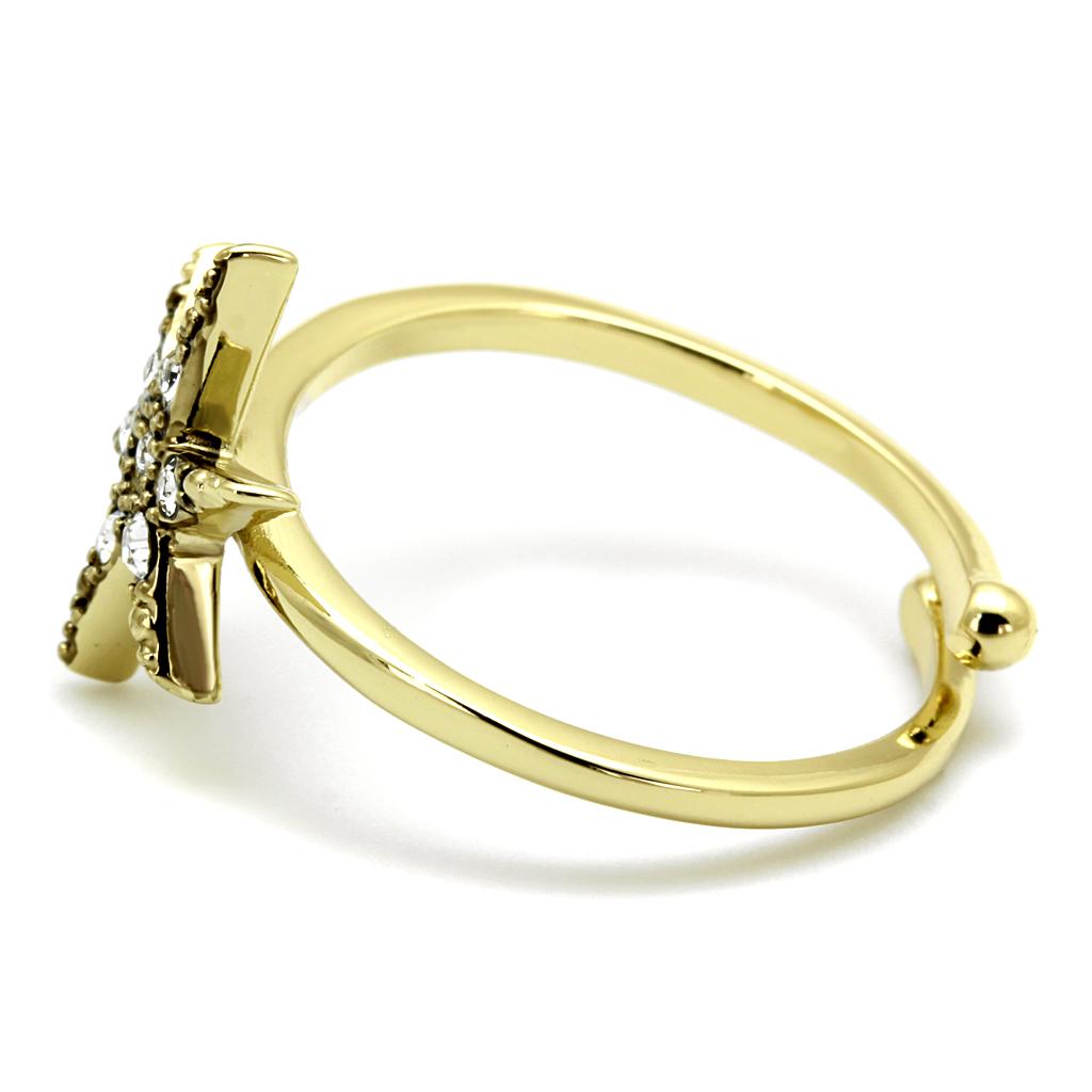 MALO4052 - Flash Gold Brass Ring with Top Grade Crystal  in Clear