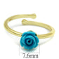 MALO4060 - Flash Gold Brass Ring with Synthetic Synthetic Stone in Sea Blue