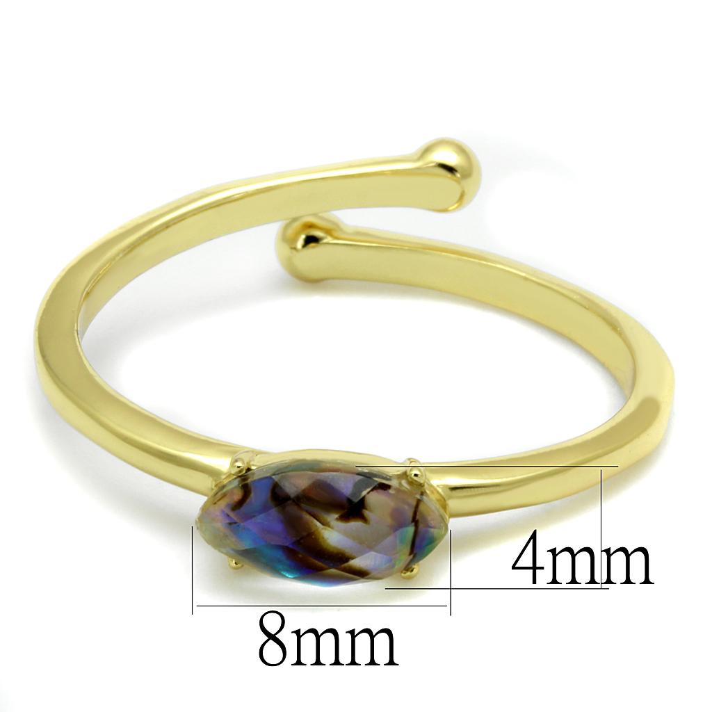 MALO4062 - Flash Gold Brass Ring with Precious Stone Conch in Multi Color