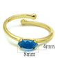 MALO4064 - Flash Gold Brass Ring with Synthetic Cat Eye in Capri Blue