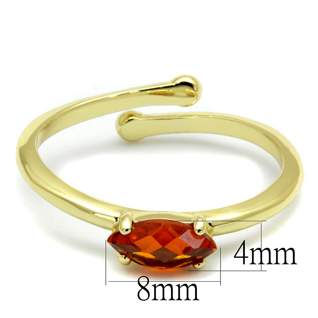 MALO4065 - Flash Gold Brass Ring with AAA Grade CZ  in Orange
