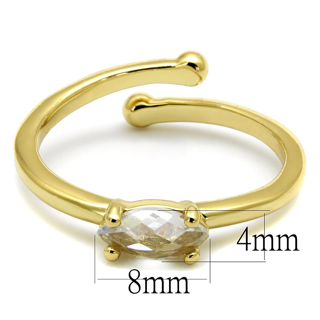 MALO4067 - Flash Gold Brass Ring with AAA Grade CZ  in Clear