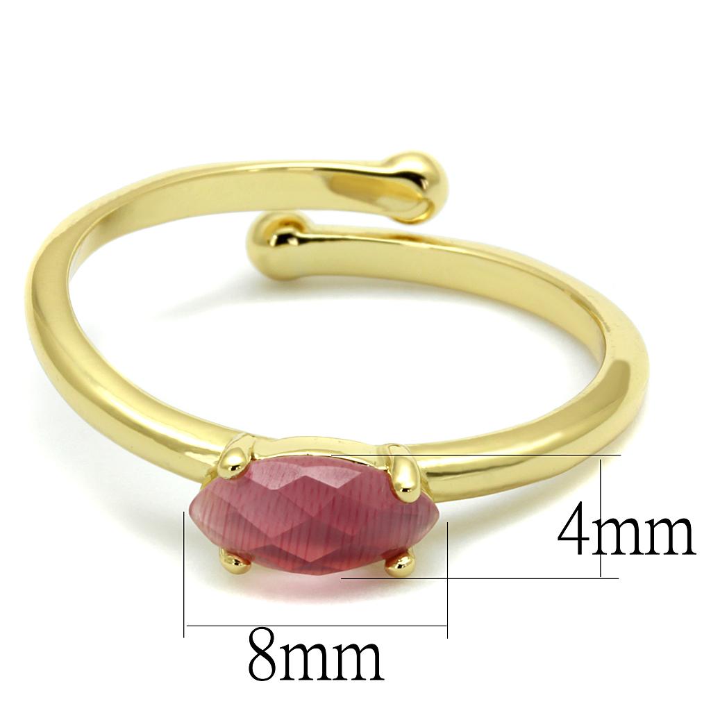 MALO4069 - Flash Gold Brass Ring with Synthetic Cat Eye in Rose
