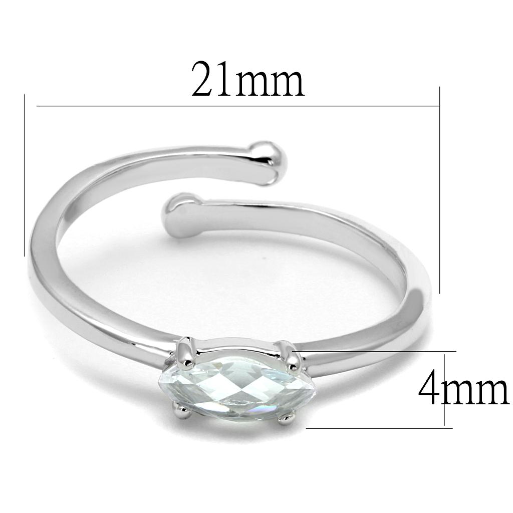MALO4070 - Rhodium Brass Ring with AAA Grade CZ  in Clear