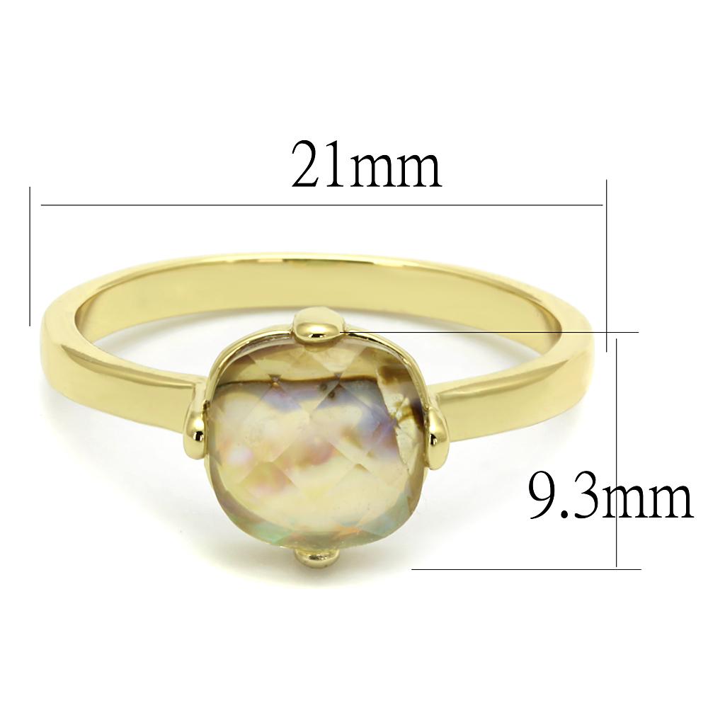 MALO4071 - Flash Gold Brass Ring with Precious Stone Conch in Aurora Borealis (Rainbow Effect)