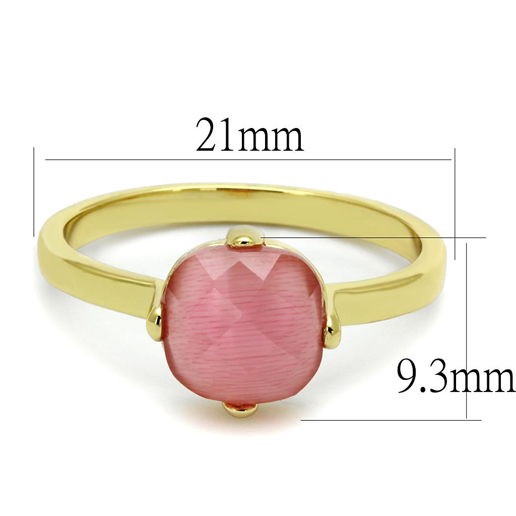 MALO4075 - Flash Gold Brass Ring with Synthetic Cat Eye in Rose