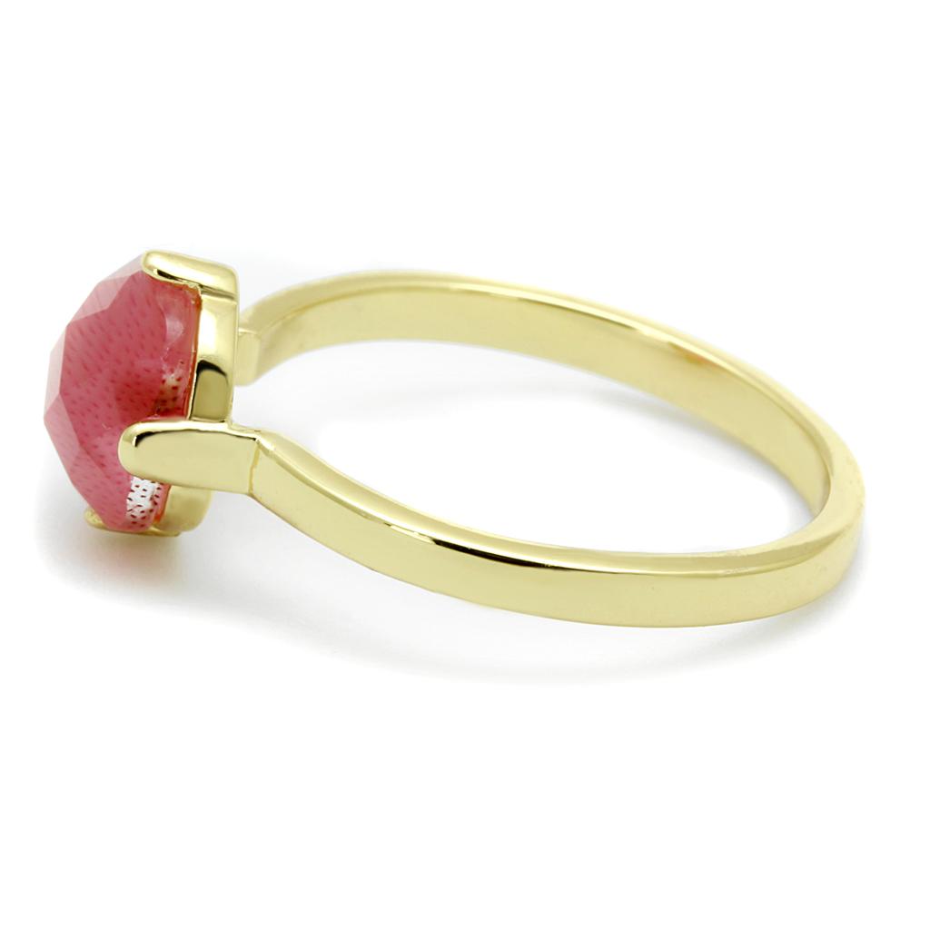 MALO4075 - Flash Gold Brass Ring with Synthetic Cat Eye in Rose