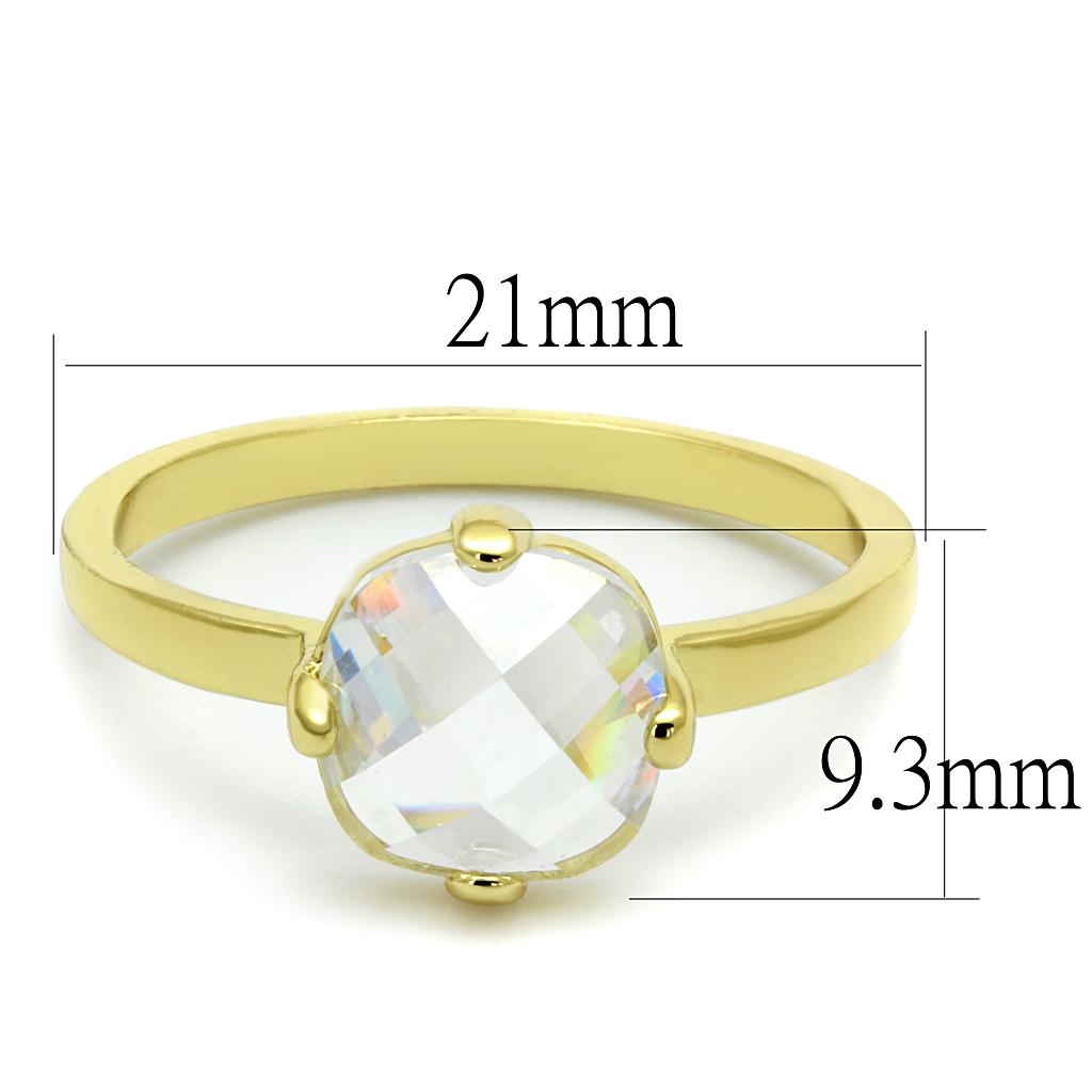MALO4078 - Flash Gold Brass Ring with AAA Grade CZ  in Clear