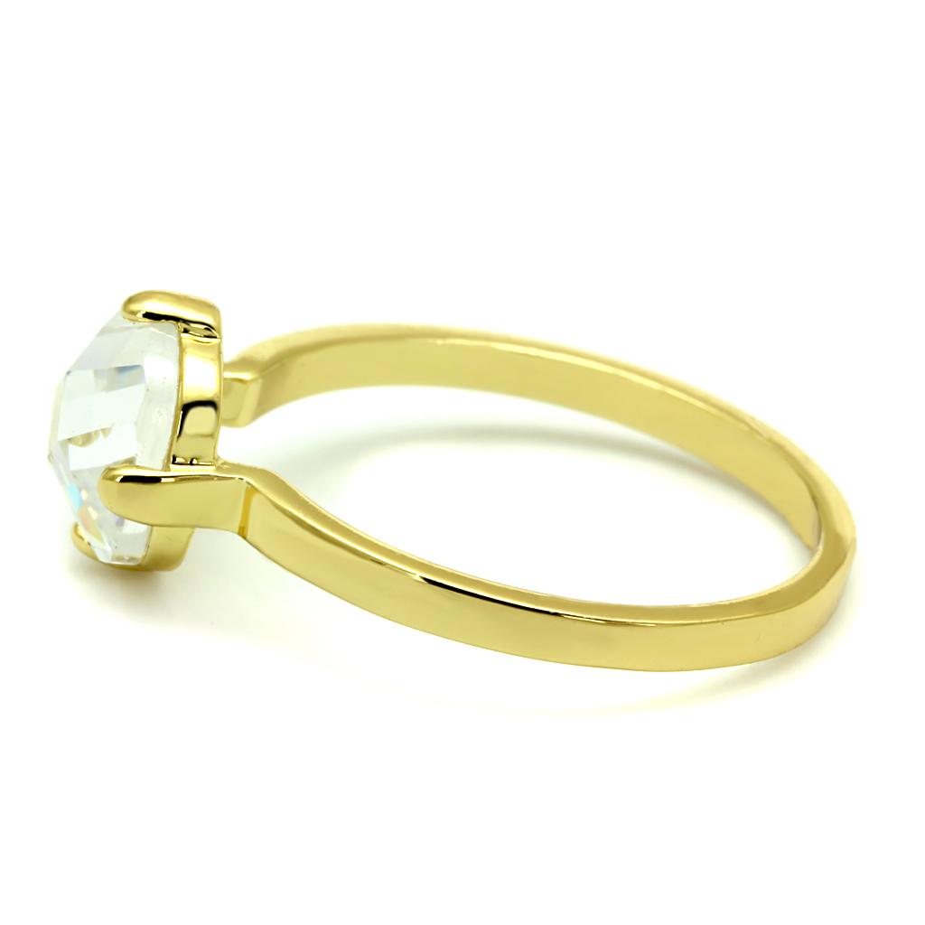 MALO4078 - Flash Gold Brass Ring with AAA Grade CZ  in Clear