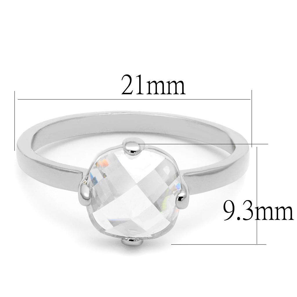 MALO4080 - Rhodium Brass Ring with AAA Grade CZ  in Clear