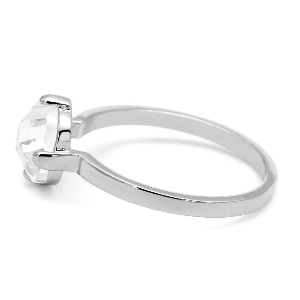 MALO4080 - Rhodium Brass Ring with AAA Grade CZ  in Clear