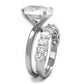 MALO4089 - Rhodium Brass Ring with AAA Grade CZ  in Clear