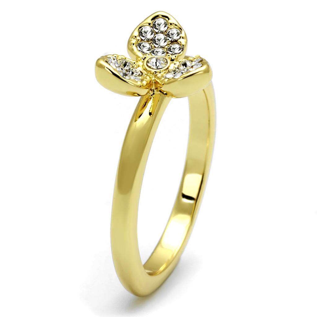 MALO4097 Gold Brass Ring with Top Grade Crystal in Clear