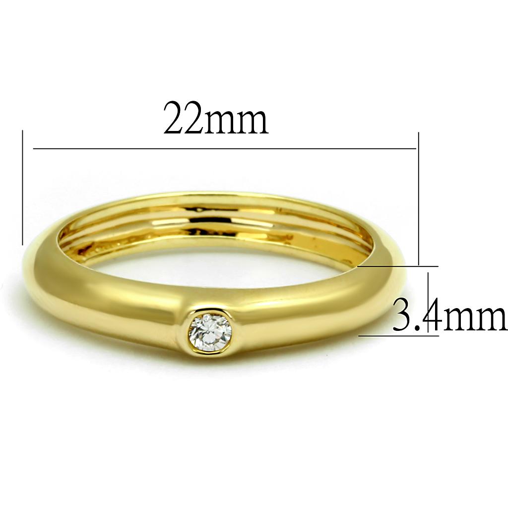 MALO4107 - Gold Brass Ring with AAA Grade CZ  in Clear