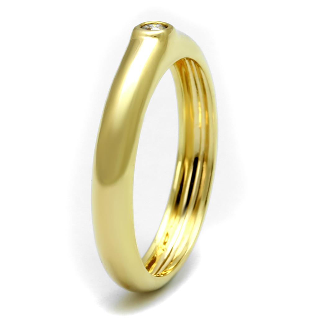 MALO4107 - Gold Brass Ring with AAA Grade CZ  in Clear