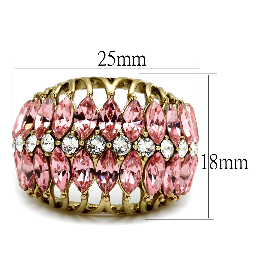 MALO4108 - IP Gold(Ion Plating) Brass Ring with Top Grade Crystal  in Rose