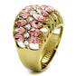 MALO4108 - IP Gold(Ion Plating) Brass Ring with Top Grade Crystal  in Rose