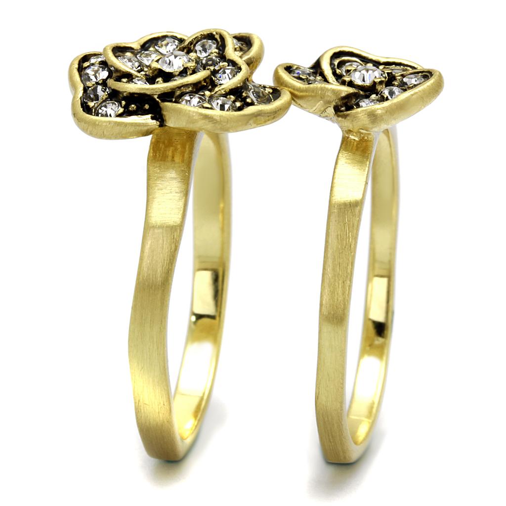 MALO4111 - Antique Copper Brass Ring with Top Grade Crystal  in Clear