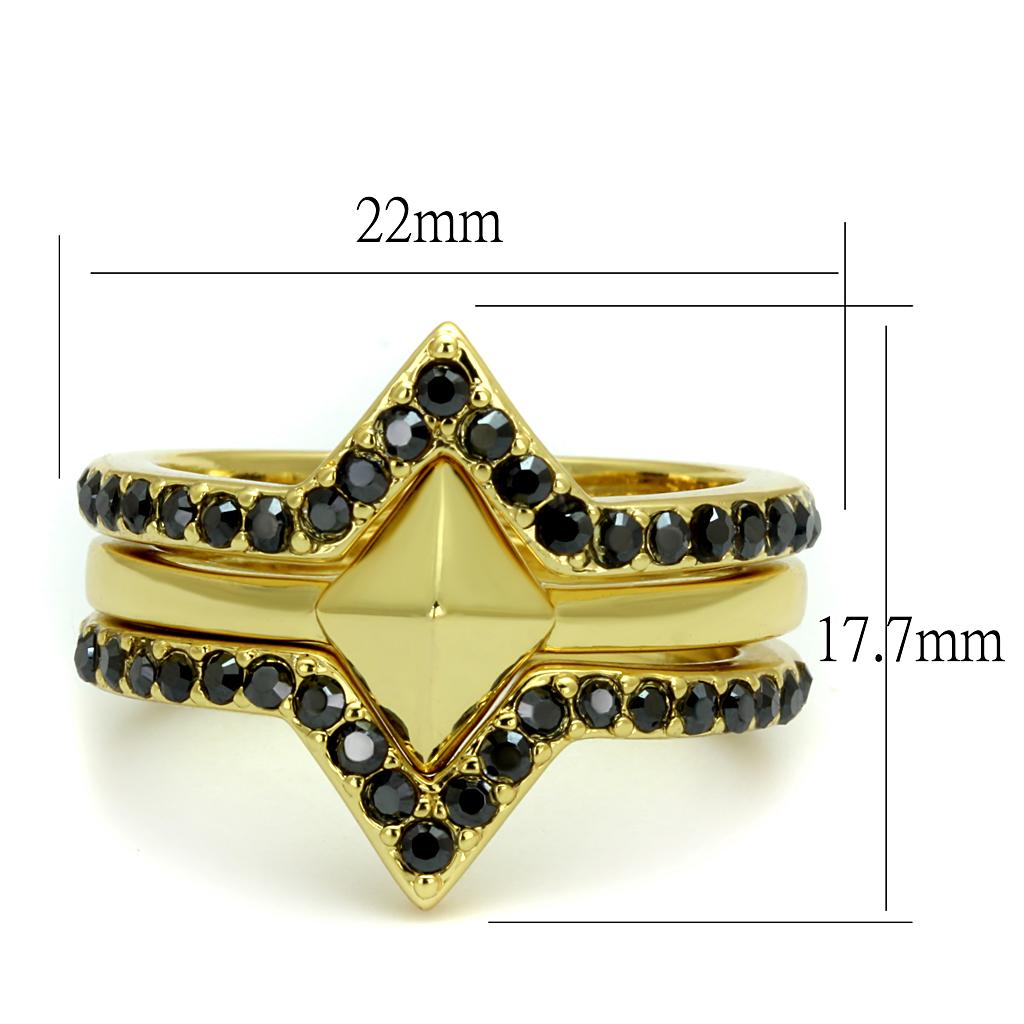 MALO4113 - Gold Brass Ring with Top Grade Crystal  in Hematite