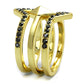 MALO4113 - Gold Brass Ring with Top Grade Crystal  in Hematite