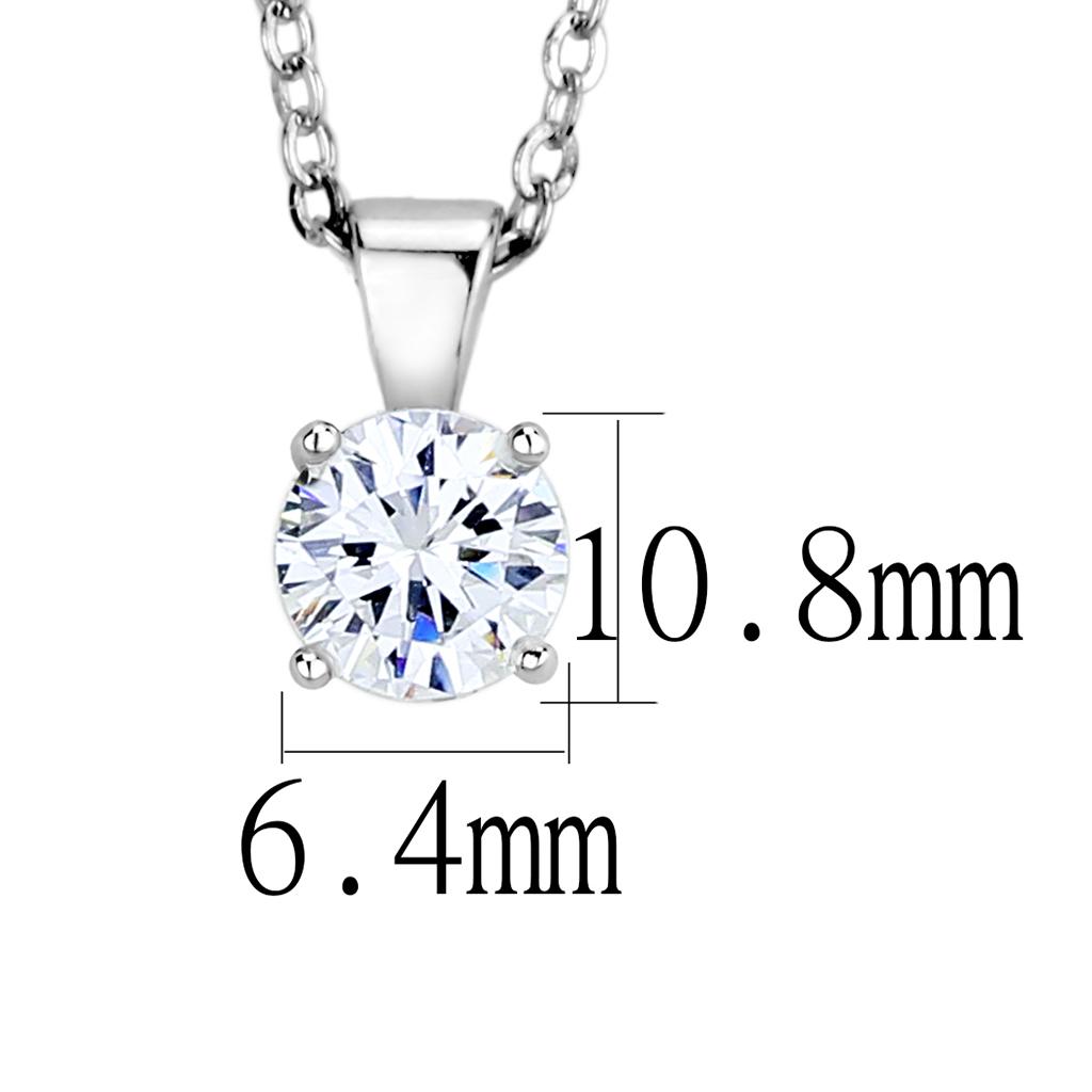 MALO4129 - Rhodium Brass Chain Pendant with AAA Grade CZ  in Clear