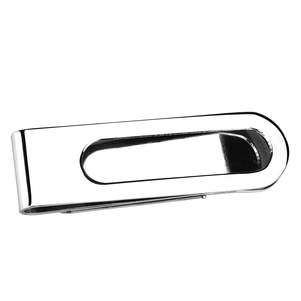 MALO4131 - Rhodium Brass Money clip with Epoxy  in Jet