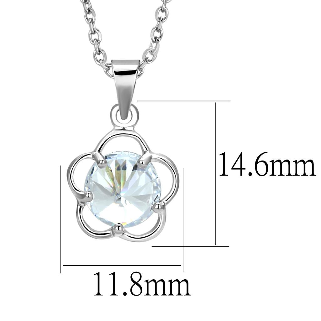 MALO4143 - Rhodium Brass Chain Pendant with AAA Grade CZ  in Clear