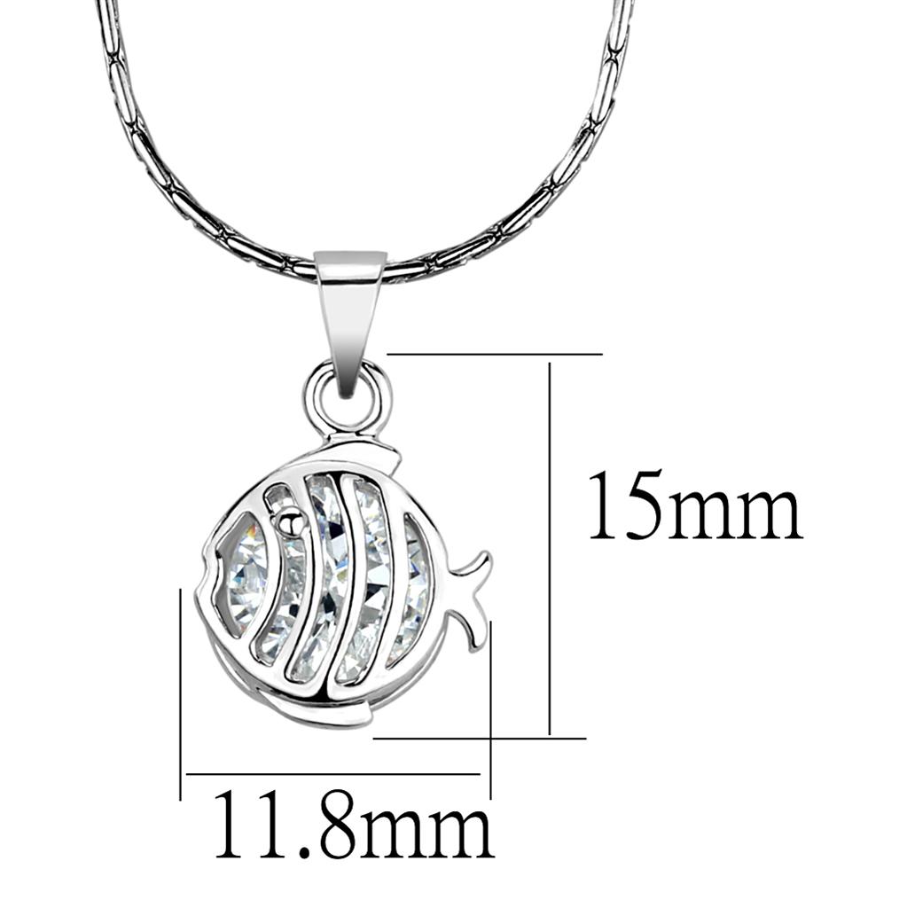 MALO4148 - Rhodium Brass Chain Pendant with AAA Grade CZ  in Clear