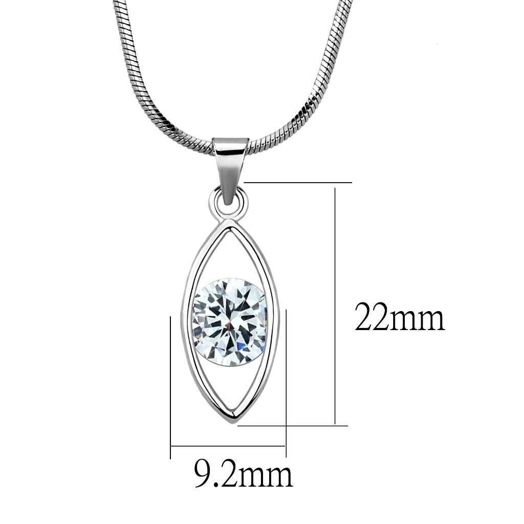 MALO4157 - Rhodium Brass Chain Pendant with AAA Grade CZ  in Clear