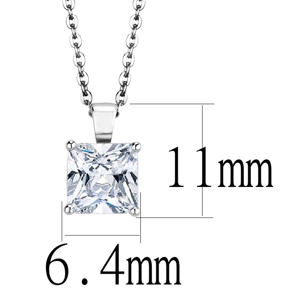 MALO4173 - Rhodium Brass Chain Pendant with AAA Grade CZ  in Clear