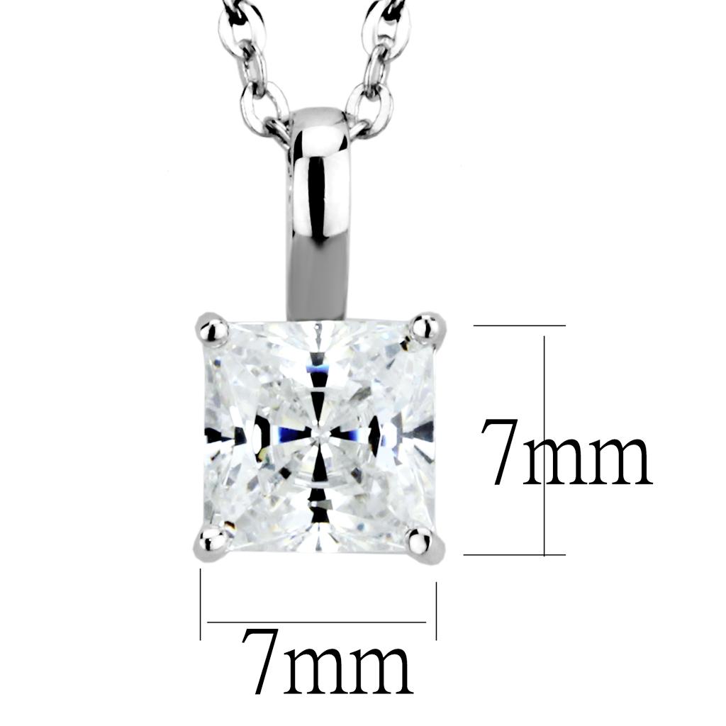 MALO4174 - Rhodium Brass Chain Pendant with AAA Grade CZ  in Clear