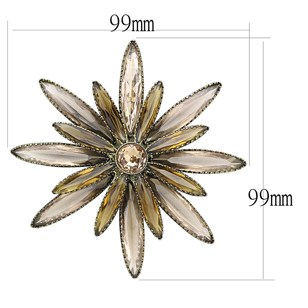 MALO4176 - Antique Copper Brass Brooches with Synthetic Synthetic Glass in Champagne