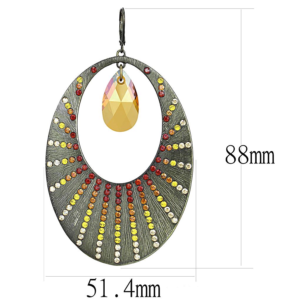 MALO4177 - Antique Copper Brass Earrings with Top Grade Crystal  in Champagne