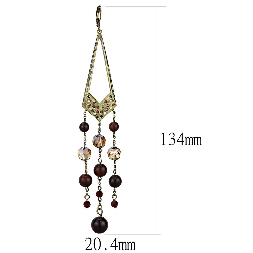 MALO4186 - Antique Copper Brass Earrings with Assorted  in Multi Color