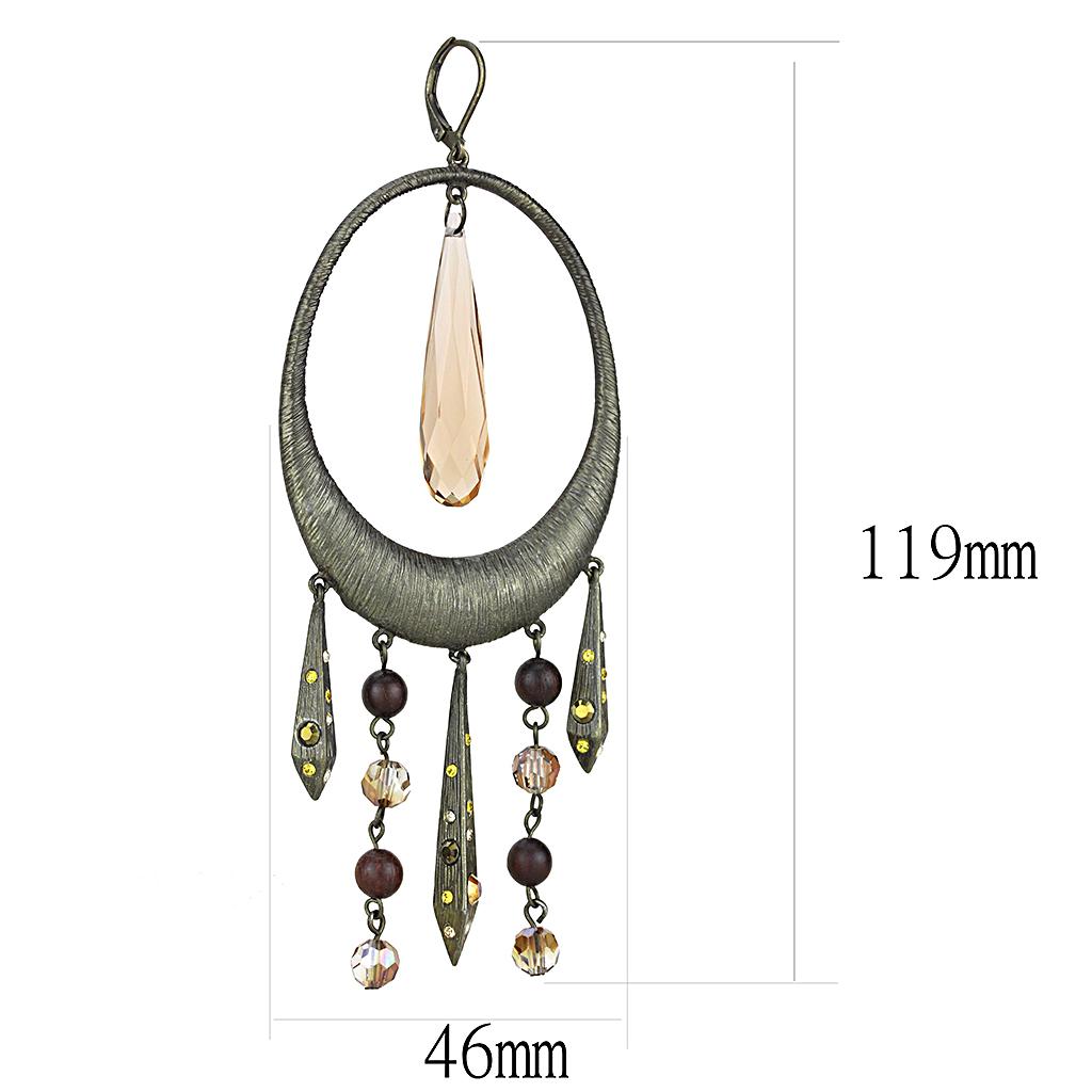 MALO4192 - Antique Copper Brass Earrings with Synthetic Synthetic Glass in Champagne