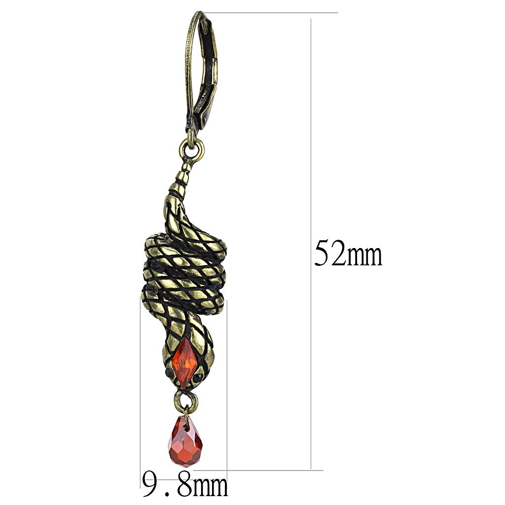 MALO4205 - Antique Copper Brass Earrings with AAA Grade CZ  in Garnet