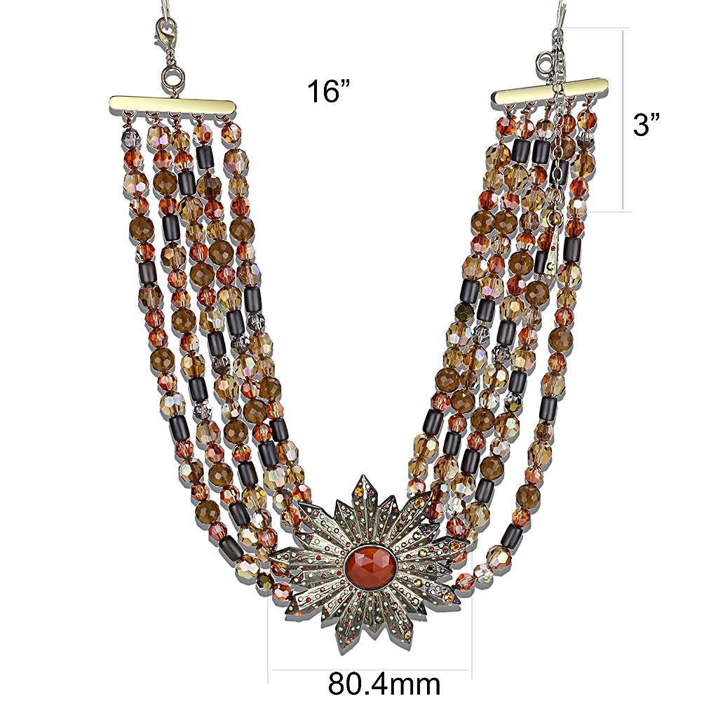 MALO4210 - Antique Copper Brass Necklace with Synthetic Onyx in Garnet