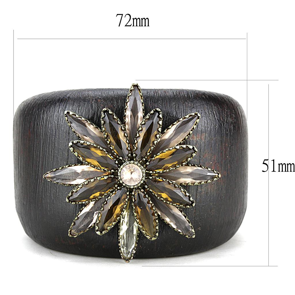 MALO4220 - Antique Copper Brass Bangle with Synthetic Synthetic Stone in Champagne