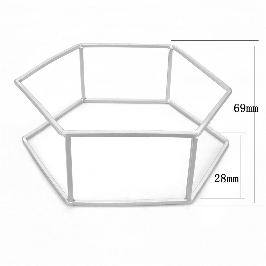 MALO4227 - Matte Rhodium Brass Bangle with No Stone