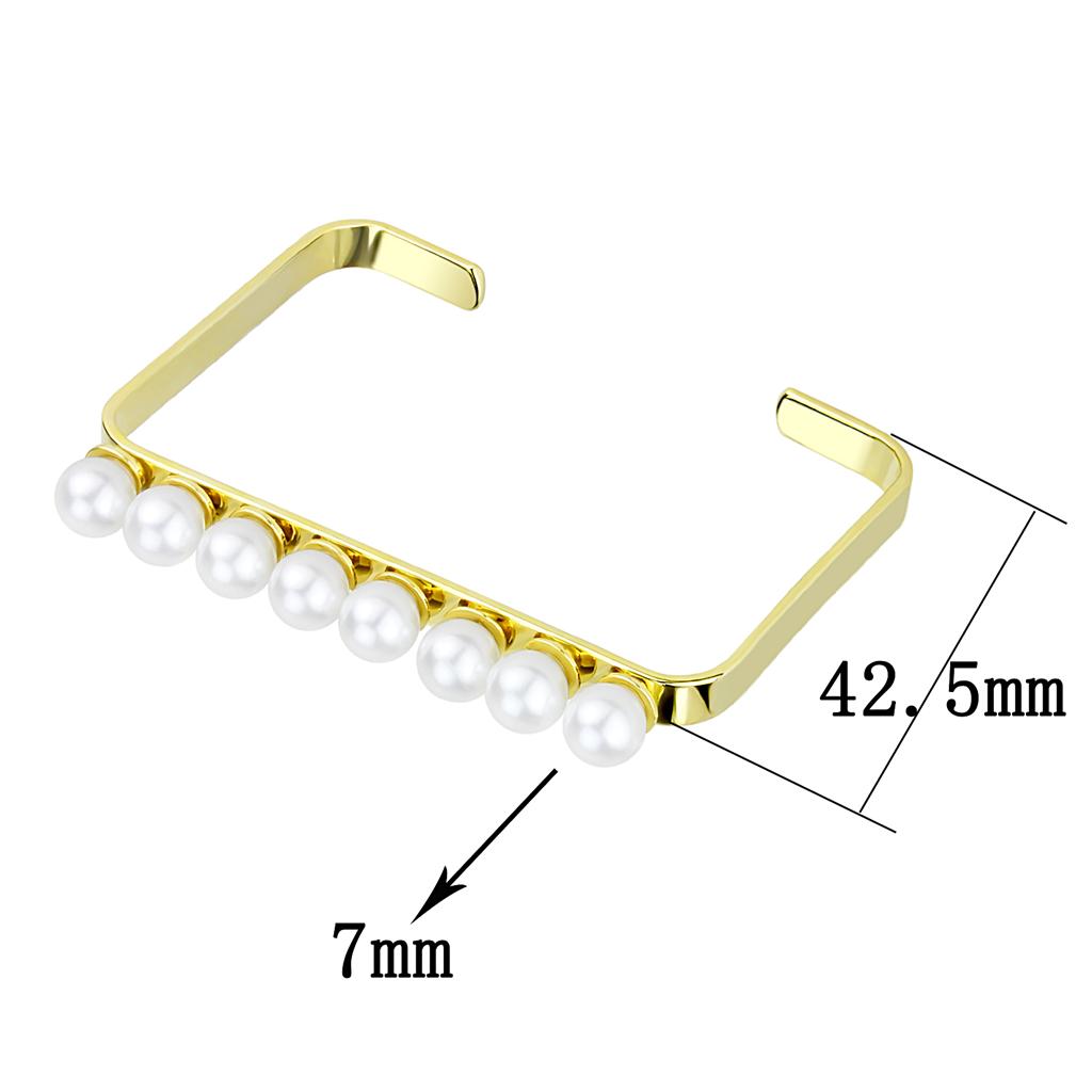 MALO4232 - Gold Brass Bangle with Synthetic Pearl in White
