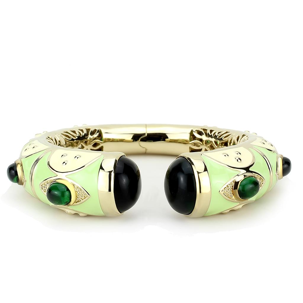 MALO4267 - Gold Brass Bangle with Synthetic  in Emerald