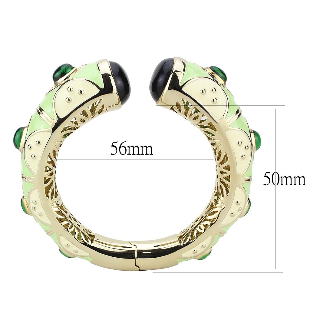 MALO4267 - Gold Brass Bangle with Synthetic  in Emerald