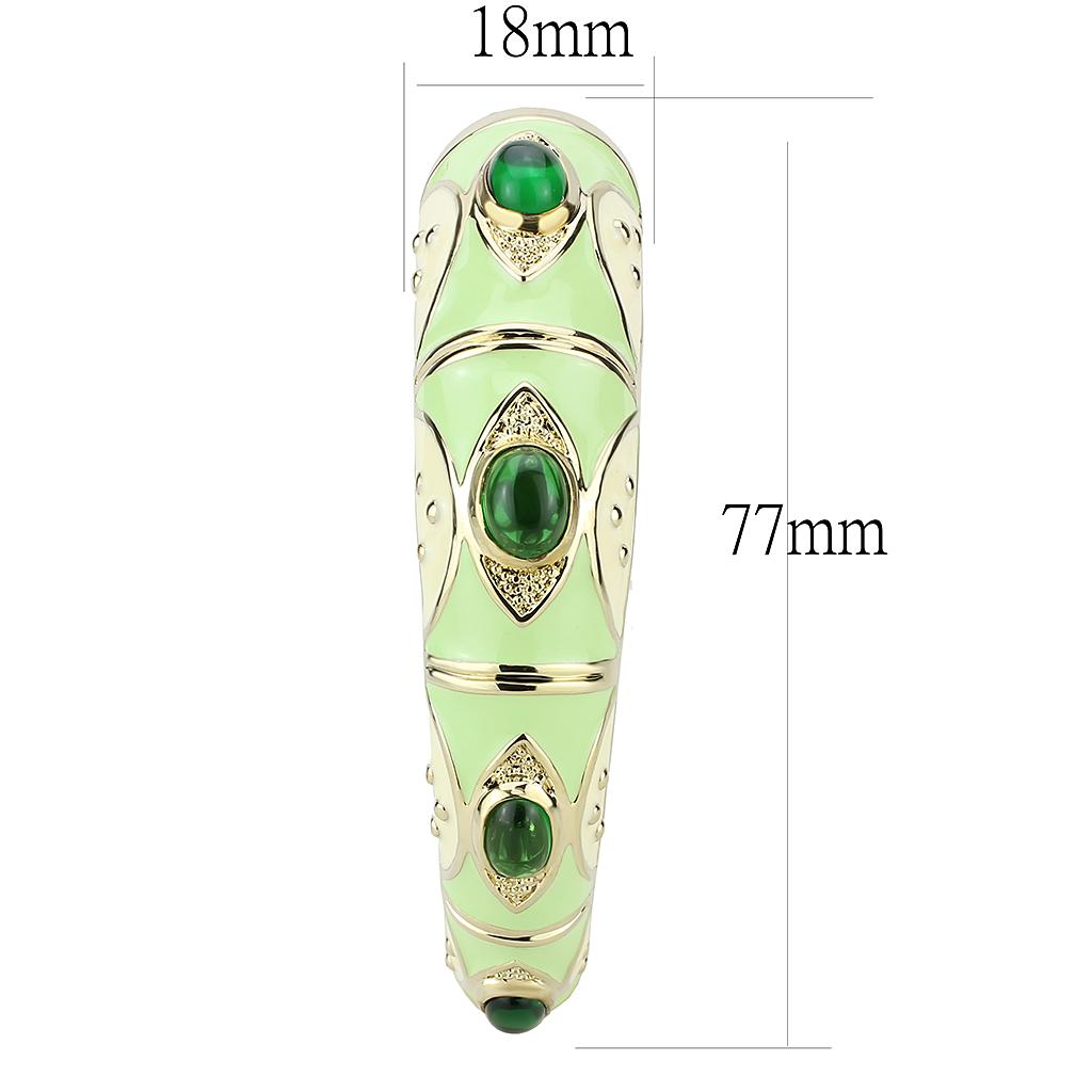 MALO4267 - Gold Brass Bangle with Synthetic  in Emerald