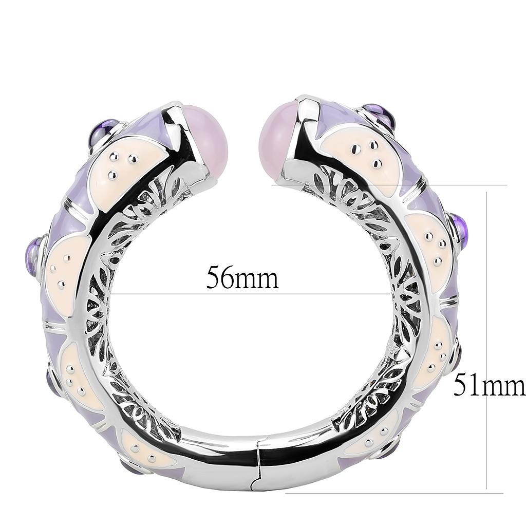 MALO4268 - Rhodium Brass Bangle with Synthetic  in Rose