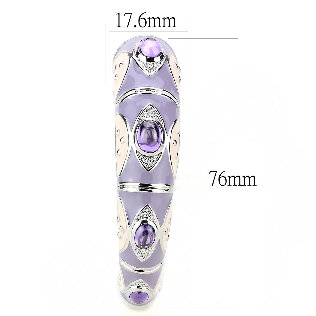 MALO4268 - Rhodium Brass Bangle with Synthetic  in Rose