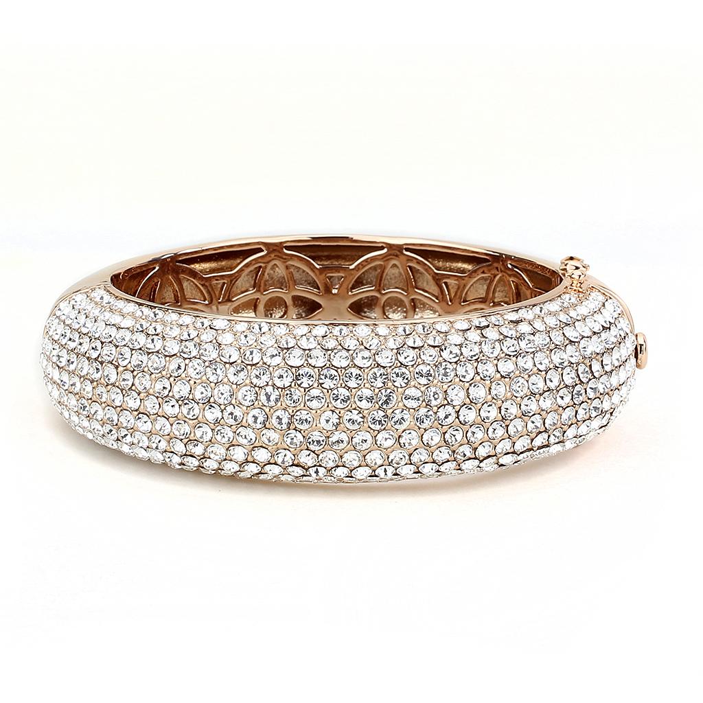 MALO4269 - Rose Gold+e-coating Brass Bangle with Top Grade Crystal  in Clear