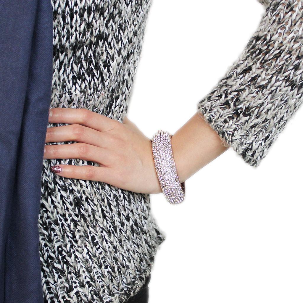 MALO4269 - Rose Gold+e-coating Brass Bangle with Top Grade Crystal  in Clear