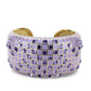 MALO4271 - Gold Brass Bangle with Top Grade Crystal  in Tanzanite
